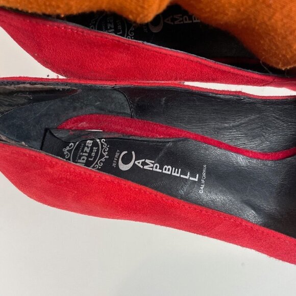Jeffrey Campbell Womens Pointed Toe Velvet Stiletto Shoes Red 38 Y2k Pumps - Picture 9 of 10